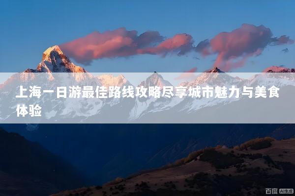 上海一日游最佳路线攻略尽享城市魅力与美食体验